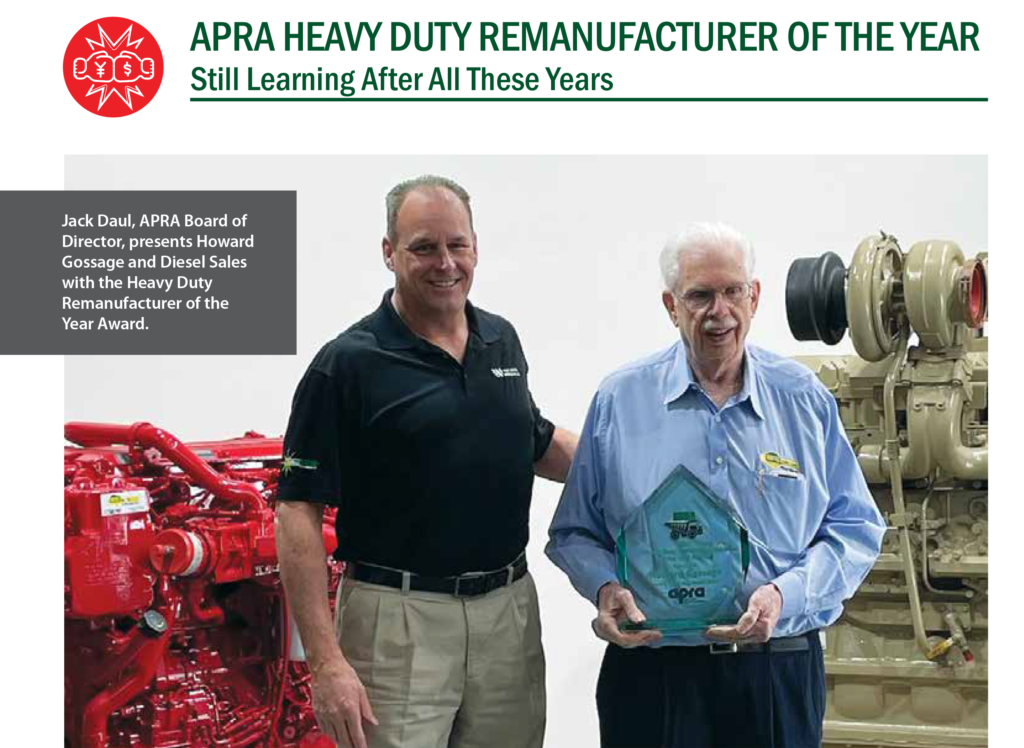 2022 APRA Heavy Duty Remanufacturer of the Year Diesel Sales