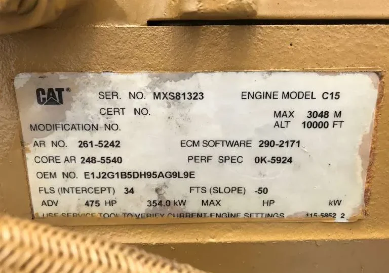 CAT Engine C15 Engine Tag