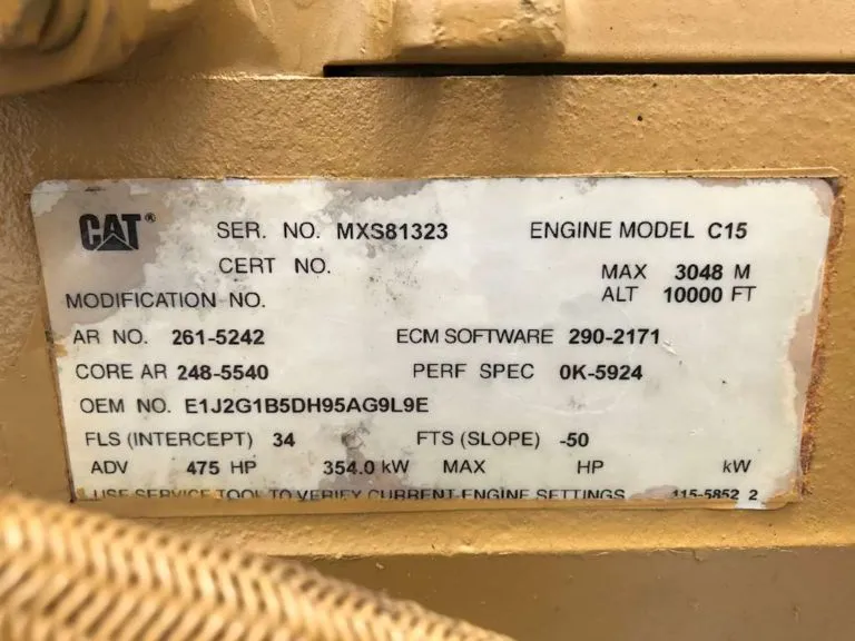 CAT Engine C15 Engine Tag