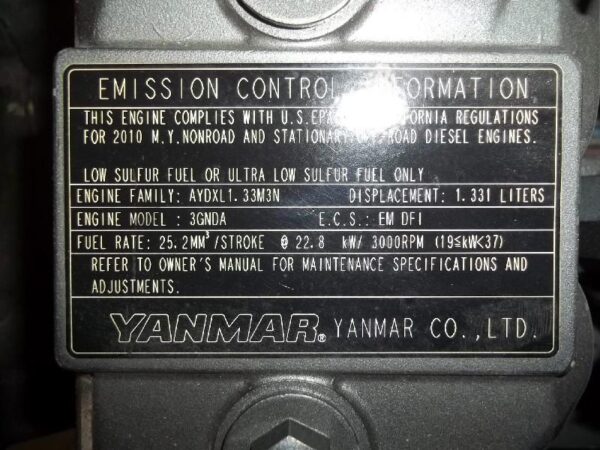 Yanmar BXDL1.33M3N, 3TNV82A-BDSA Engine