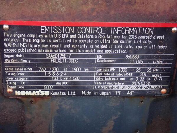 Komatsu SAA6D125E-7 Engine